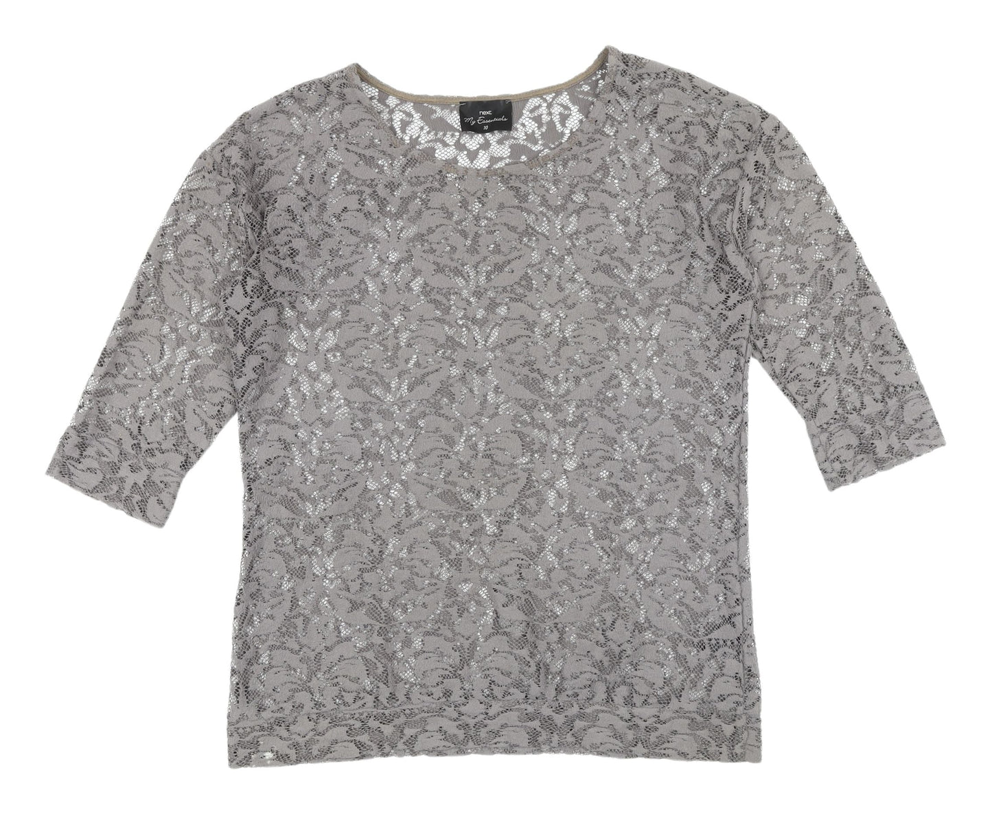 Next Women's Grey Lace Blouse Size 10 - Casual Elegance