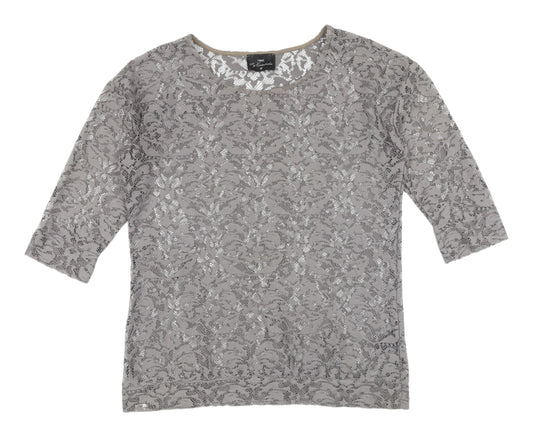 Next Women's Grey Lace Blouse Size 10 - Casual Elegance