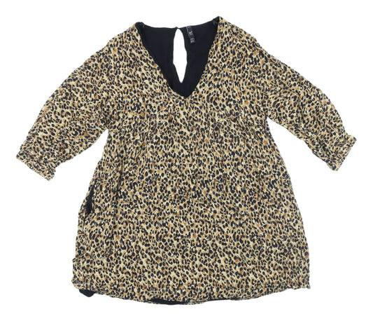 Zara Women's Animal Print Tunic, 3/4 Sleeve, M