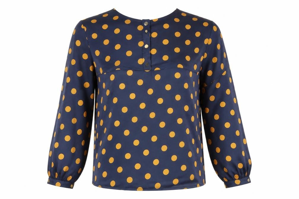 Louche Women's Blue Polka Dot Blouse, Size 12