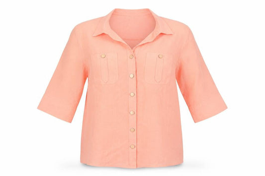 Marks & Spencer Women's Orange Button-Up Shirt, Size 14