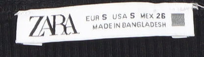 Zara Women's Black Flutter Sleeve Knit T-Shirt Size S