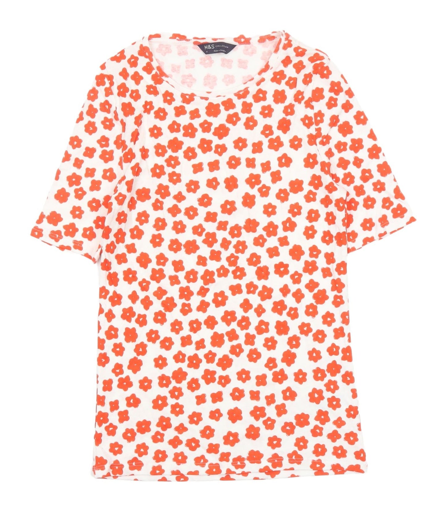 Marks and Spencer Women's Red Floral T-Shirt Size 10