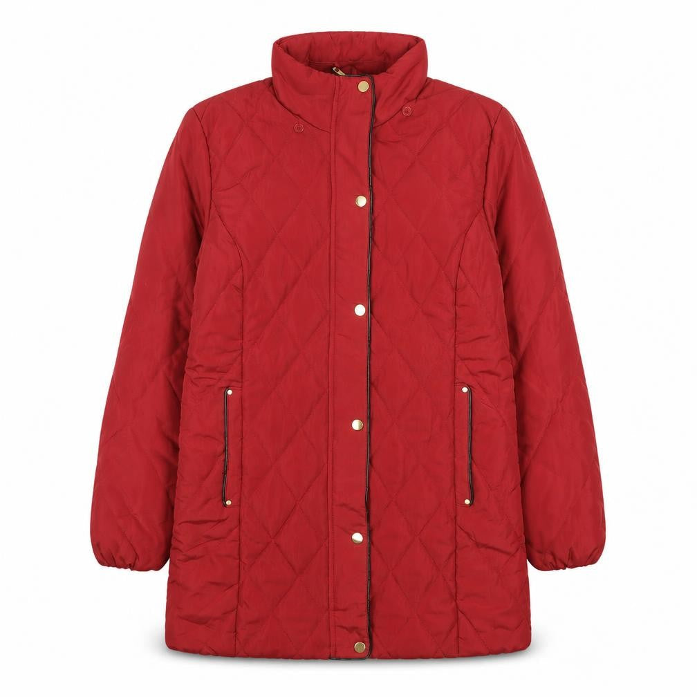 Women's Red Quilted Coat, Size 14, Isle Collection