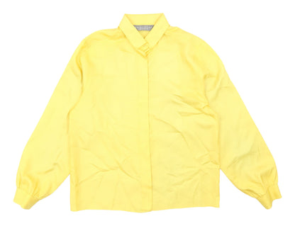 Additional front view of Principles Women's Yellow Button-Up Shirt, size 12