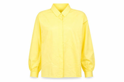 Front view of Principles Women's Yellow Button-Up Shirt, size 12