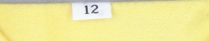 Brand and care label for Principles Women's Yellow Button-Up Shirt, size 12