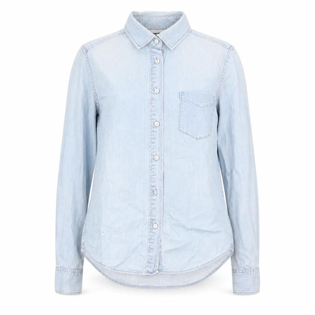 Unisex Denim Blue Button-Up Long Sleeve Shirt by Uniqlo