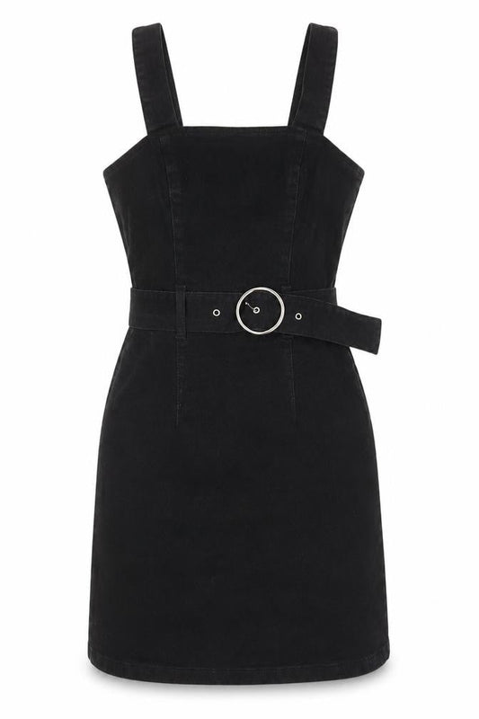 Denim Co Women's Black Pinafore Dress, UK 8