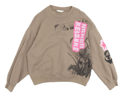 H&M Womens Brown Graphic Print Sweatshirt Size 12