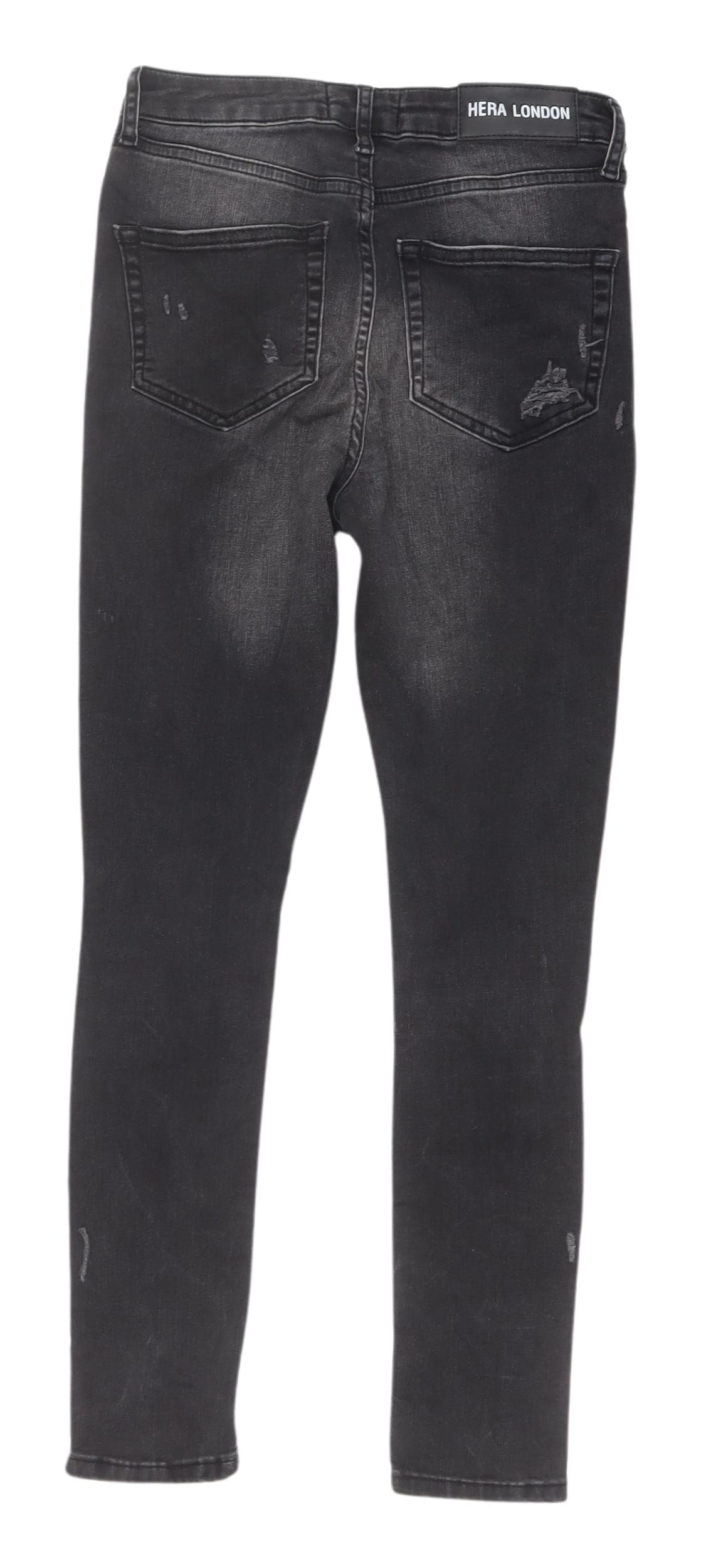 Hera London Women’s Black Skinny Distressed Jeans, 2XS
