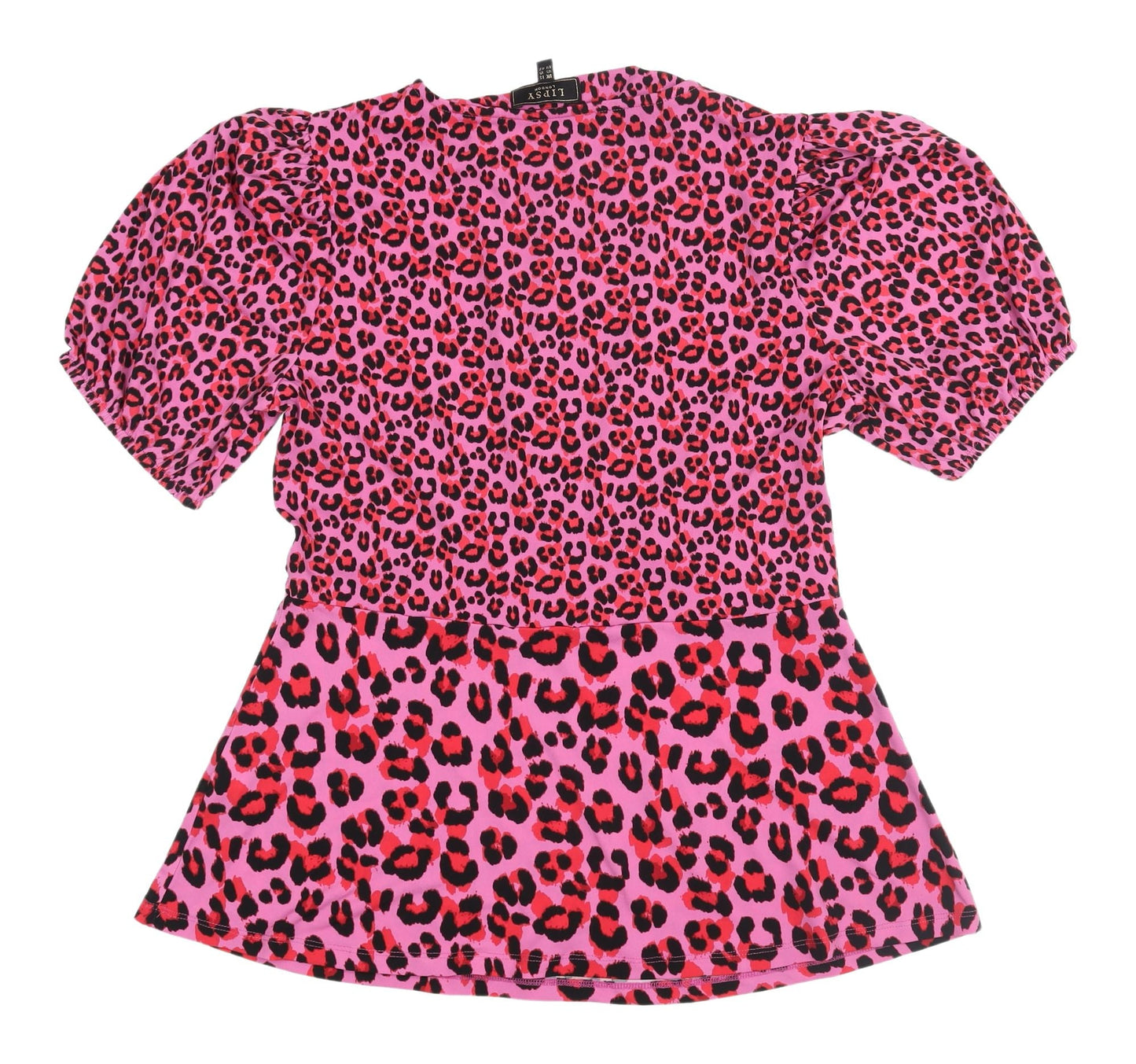Lipsy Women's Pink Animal Print Cropped T-Shirt Size 14