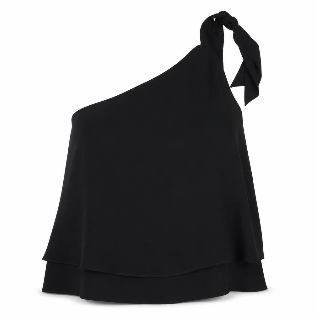 Meghan Women's Black One-Shoulder Camisole Tank Top