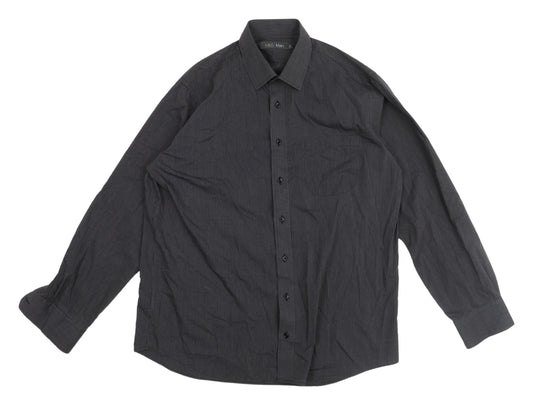 M&S Men's Black Striped Casual Shirt Sz 16 Plus