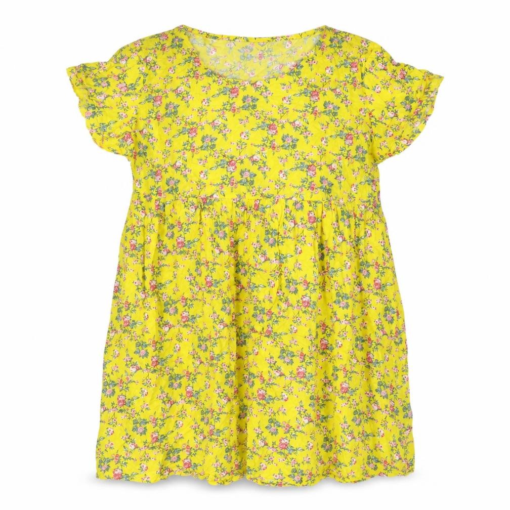 Motel Rocks Women's Yellow Floral Knee Length Dress L