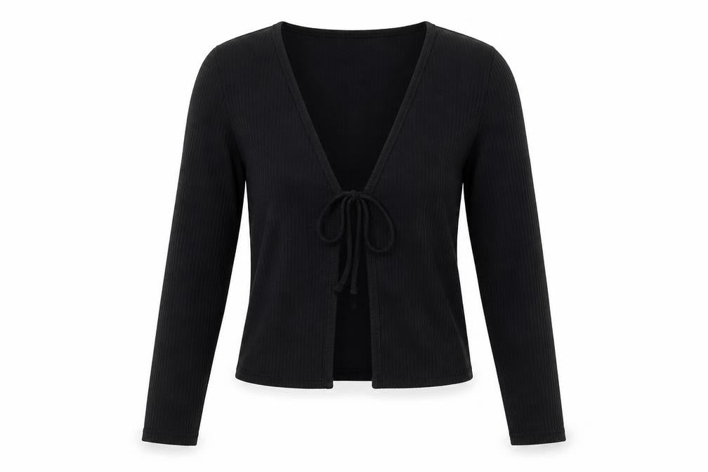 H&M Women's Black Cropped Blouse XS V-Neck