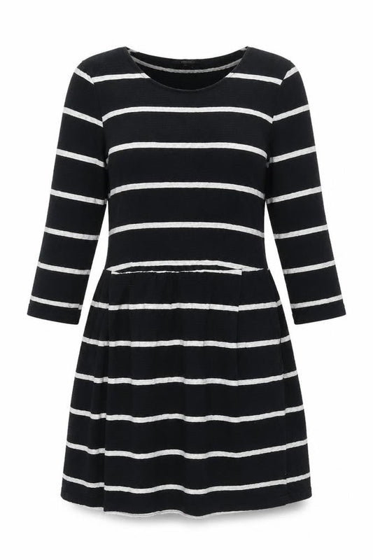 Next Women's Black Striped Skater Dress, Size 12