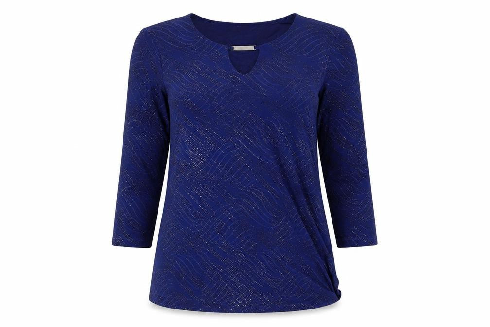 JM Collection Women's Blue 3/4 Sleeve Blouse XS