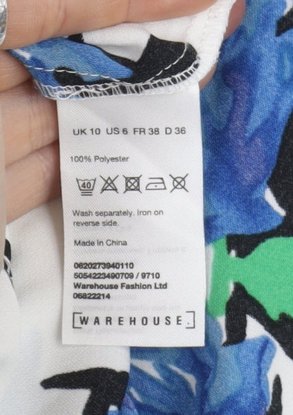 Warehouse Women's Multicoloured Floral Blouse - Size 10