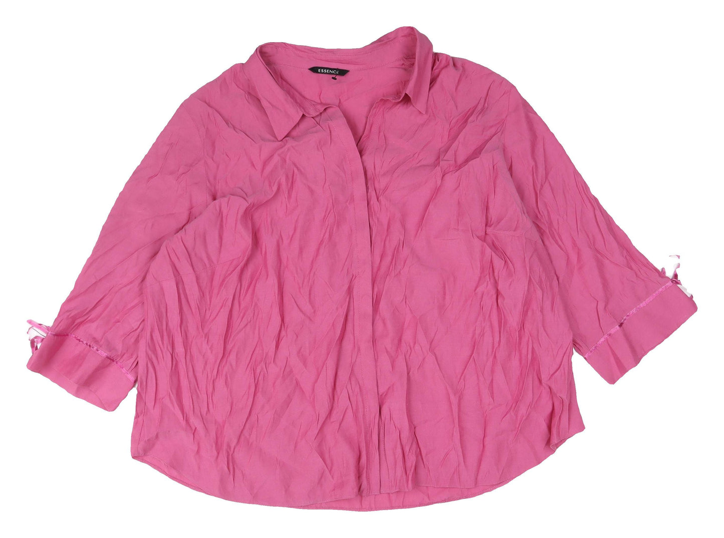 Essence Pink Blouse Women 3/4 Sleeve Button Spring