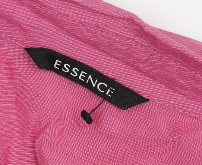 Essence Pink Blouse Women 3/4 Sleeve Button Spring