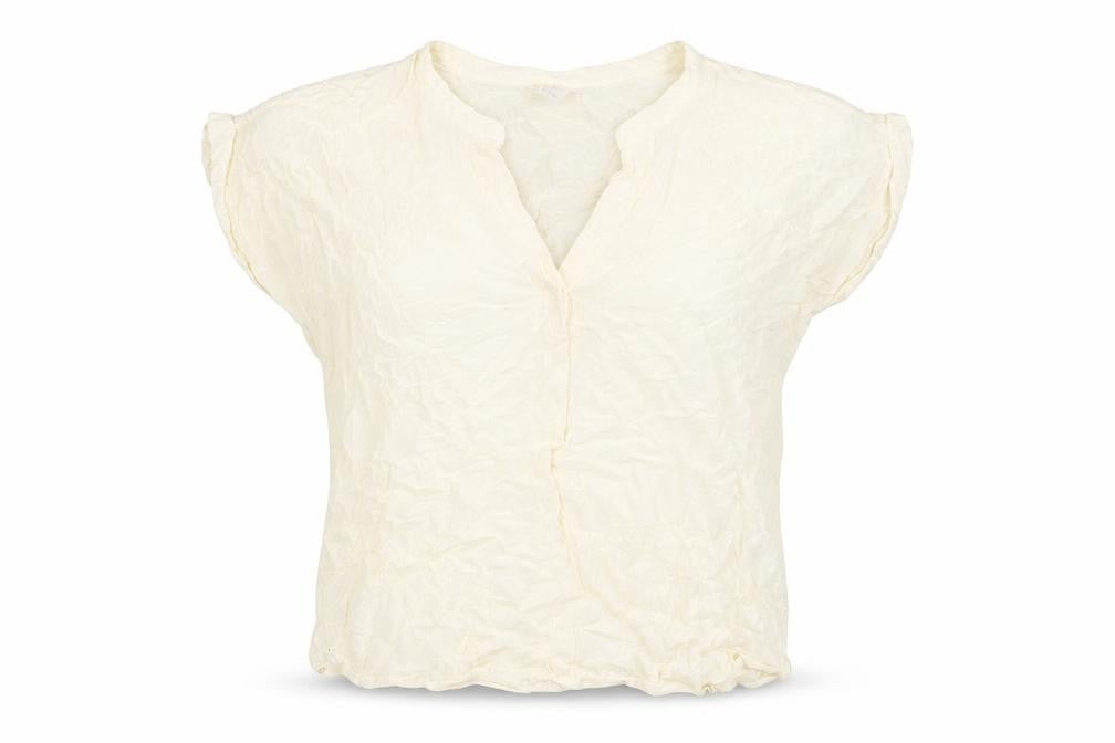 H&M Women's Ivory Short Sleeve V-Neck Blouse Size 14