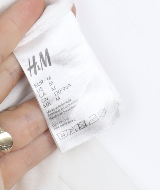 H&M Women's White Button-Up Shirt, Size 12