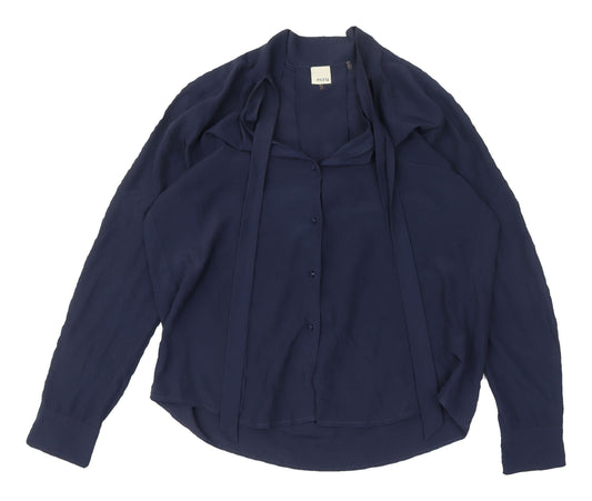 Ecru Women's Blue Long Sleeve Blouse - Size L