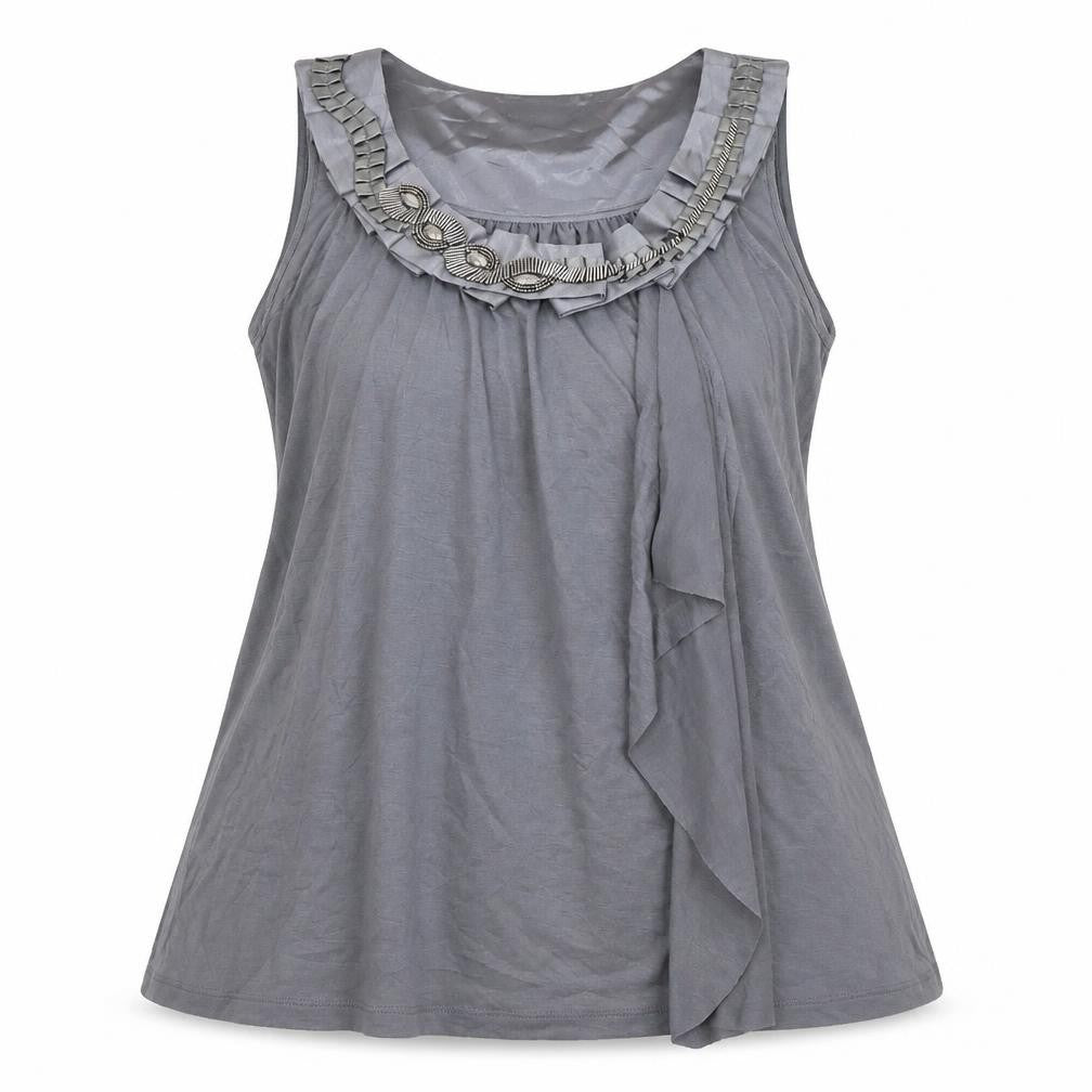 Sam & Max Women's Grey Sleeveless Beaded Top Lined