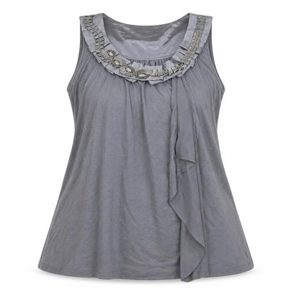 Sam & Max Women's Grey Sleeveless Beaded Top Lined
