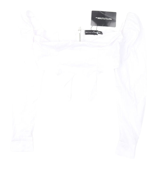 PrettyLittleThing Women's White Puff Sleeve Cropped Blouse