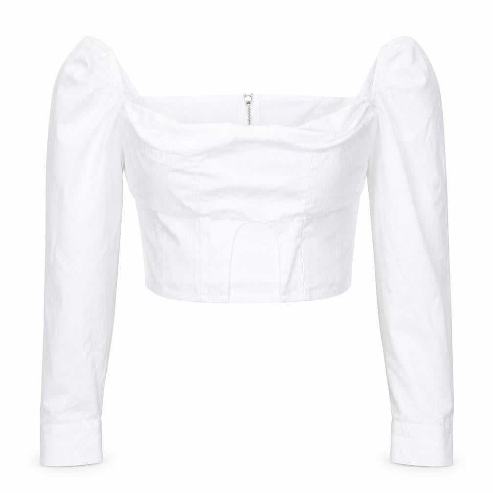 PrettyLittleThing Women's White Puff Sleeve Cropped Blouse