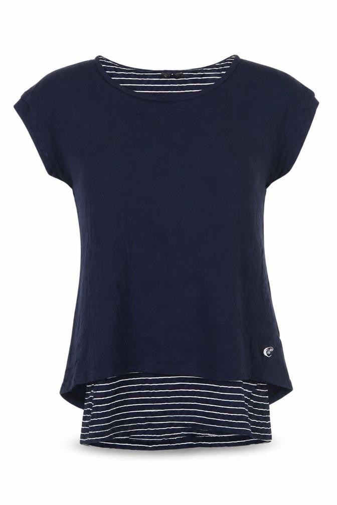 Rainbow Women's Blue Striped Sleeveless Jersey Top