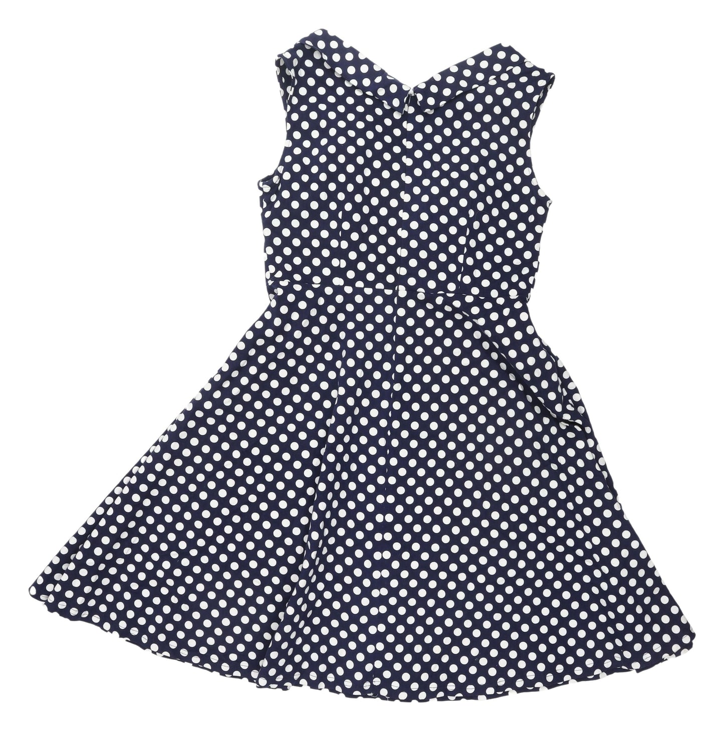 MIUSOL Womens Blue Polka Dot Fit & Flare Dress L