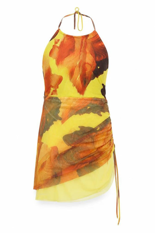 PRETTYLITTLETHING Women's Multicoloured Halter Slip Dress