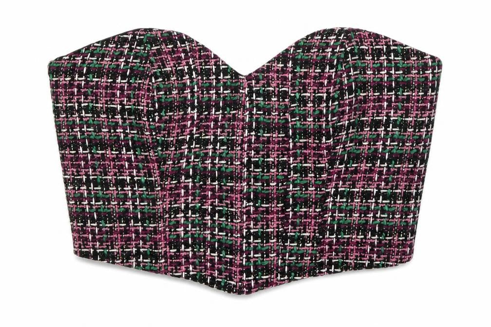Zara Women's Multicoloured Tweed Cropped Blouse M