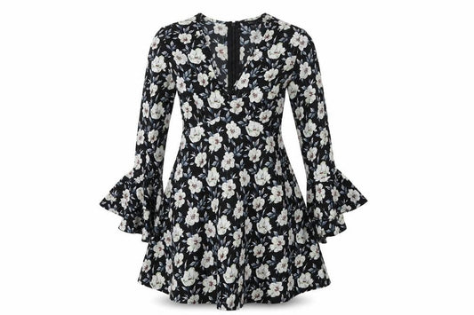 New Look Women's Floral Black A-Line Dress Size 8
