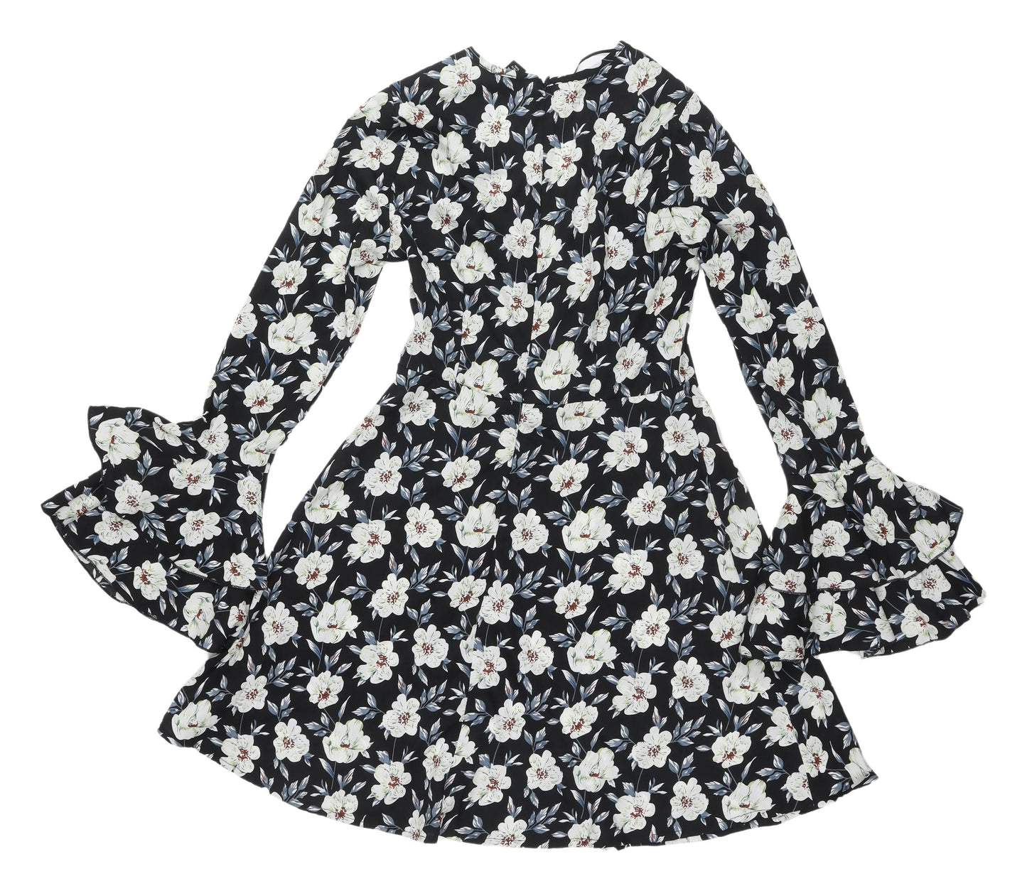 New Look Women's Floral Black A-Line Dress Size 8