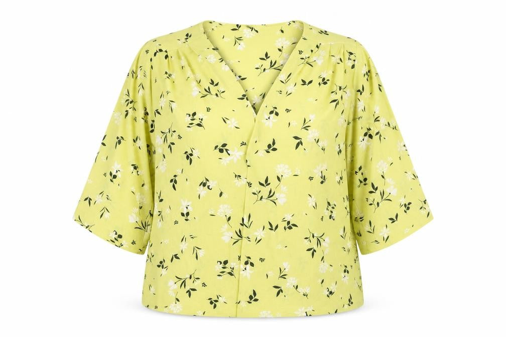 Bonmarché Women's Yellow Floral Blouse 3/4 Sleeve Size 18