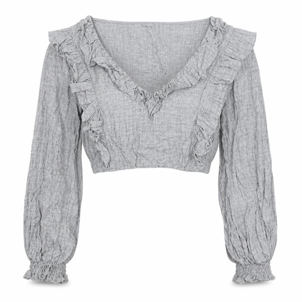 Zara Women’s Grey Cropped Blouse, Viscose Blend, Size 12
