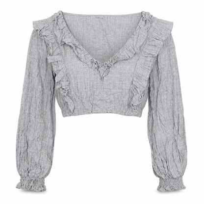 Zara Women’s Grey Cropped Blouse, Viscose Blend, Size 12