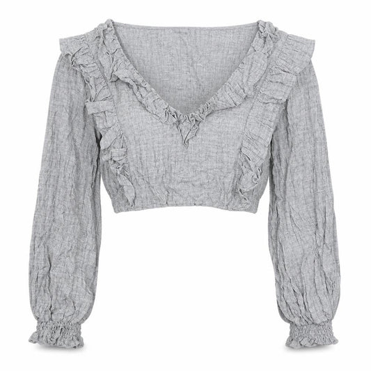 Zara Women’s Grey Cropped Blouse, Viscose Blend, Size 12