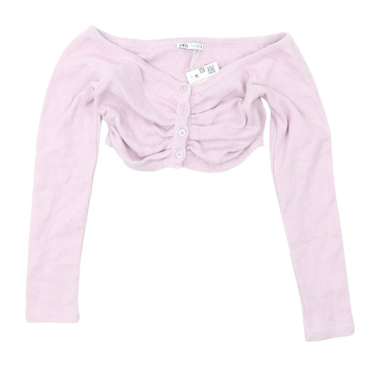 Zara Women’s Pink V-Neck Cardigan S