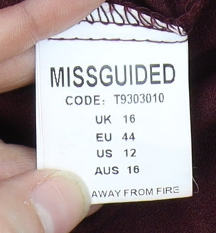 Missguided Women's Red Wrap Blouse, Size 16, Casual Style