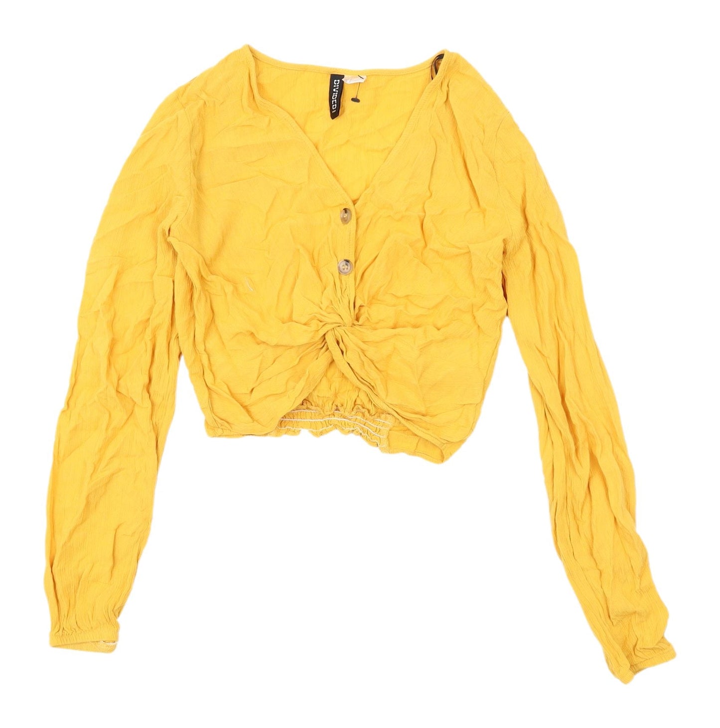 H&M Women's Yellow Cropped Viscose Blouse Size 6