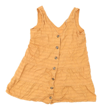Additional front view of ASOS Women's Orange Tunic Blouse, size 12, - Button Accent
