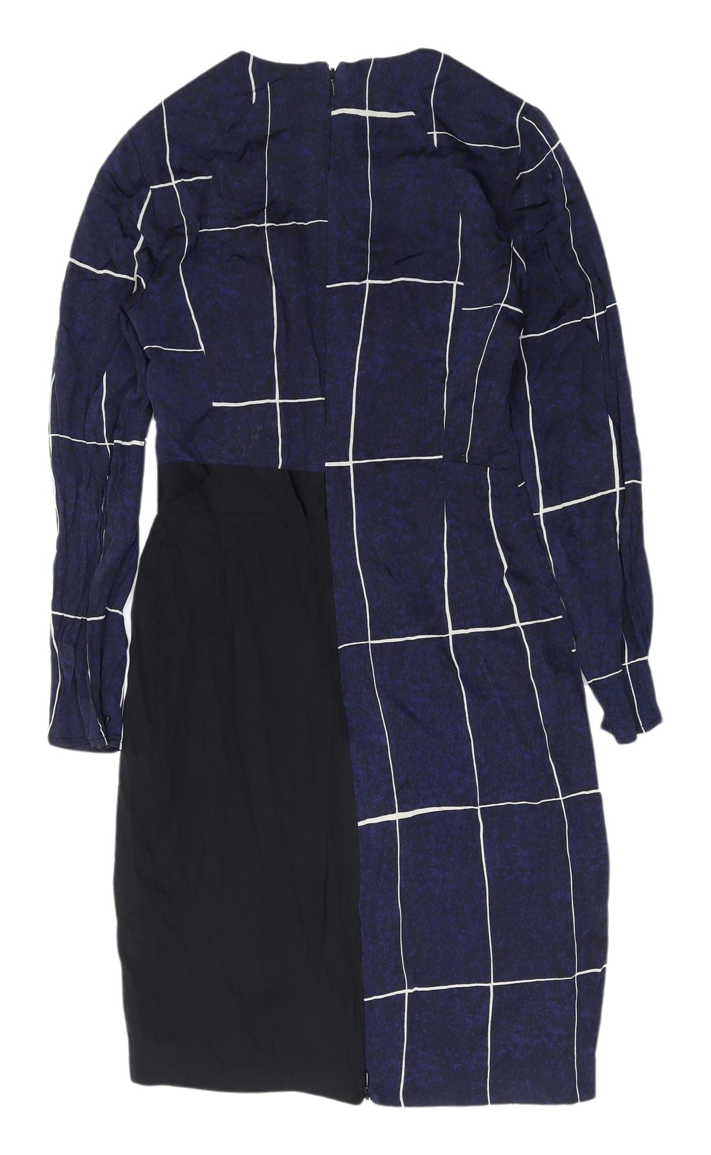 Whistles Women's Blue Black Long Sleeve Dress UK 8