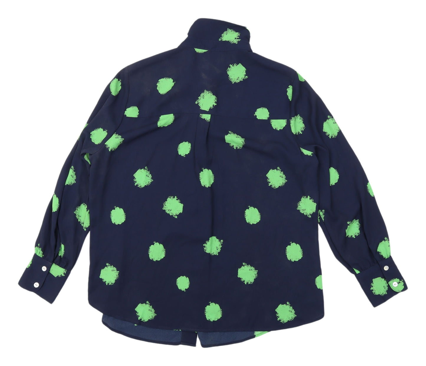 Marks and Spencer Women's Blue Polka Dot Button-Up Shirt