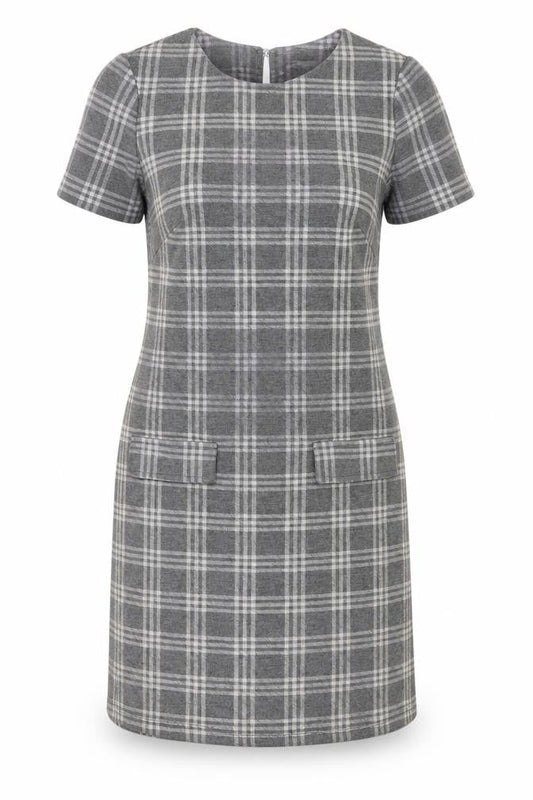 Dorothy Perkins Women's Grey Plaid Shift Dress Size 8