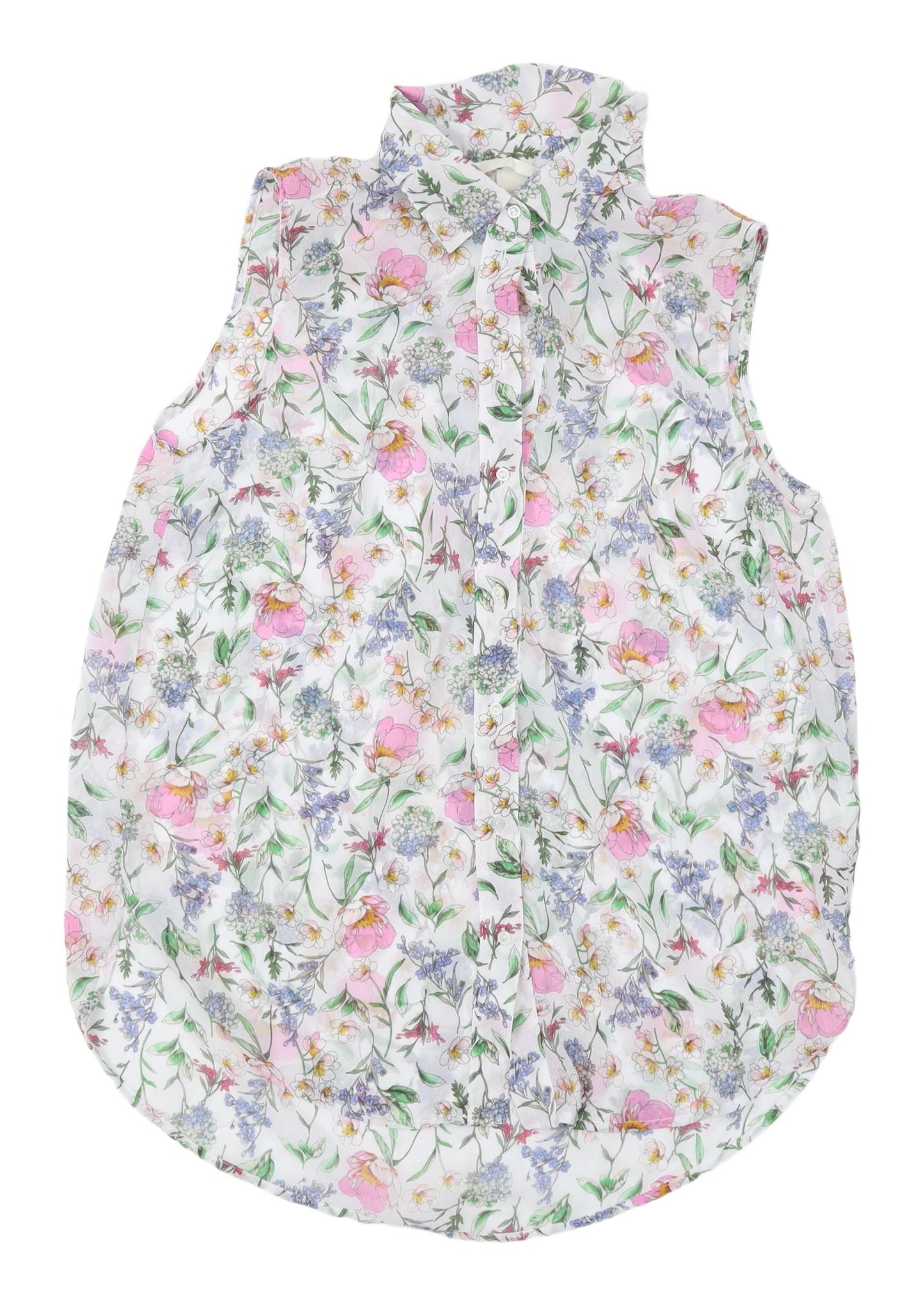 H&M Women's Floral Sleeveless Chiffon Blouse Size 8